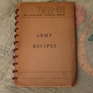 War Department TM 10-412 Army Recipes Vintage Brown Cookbook